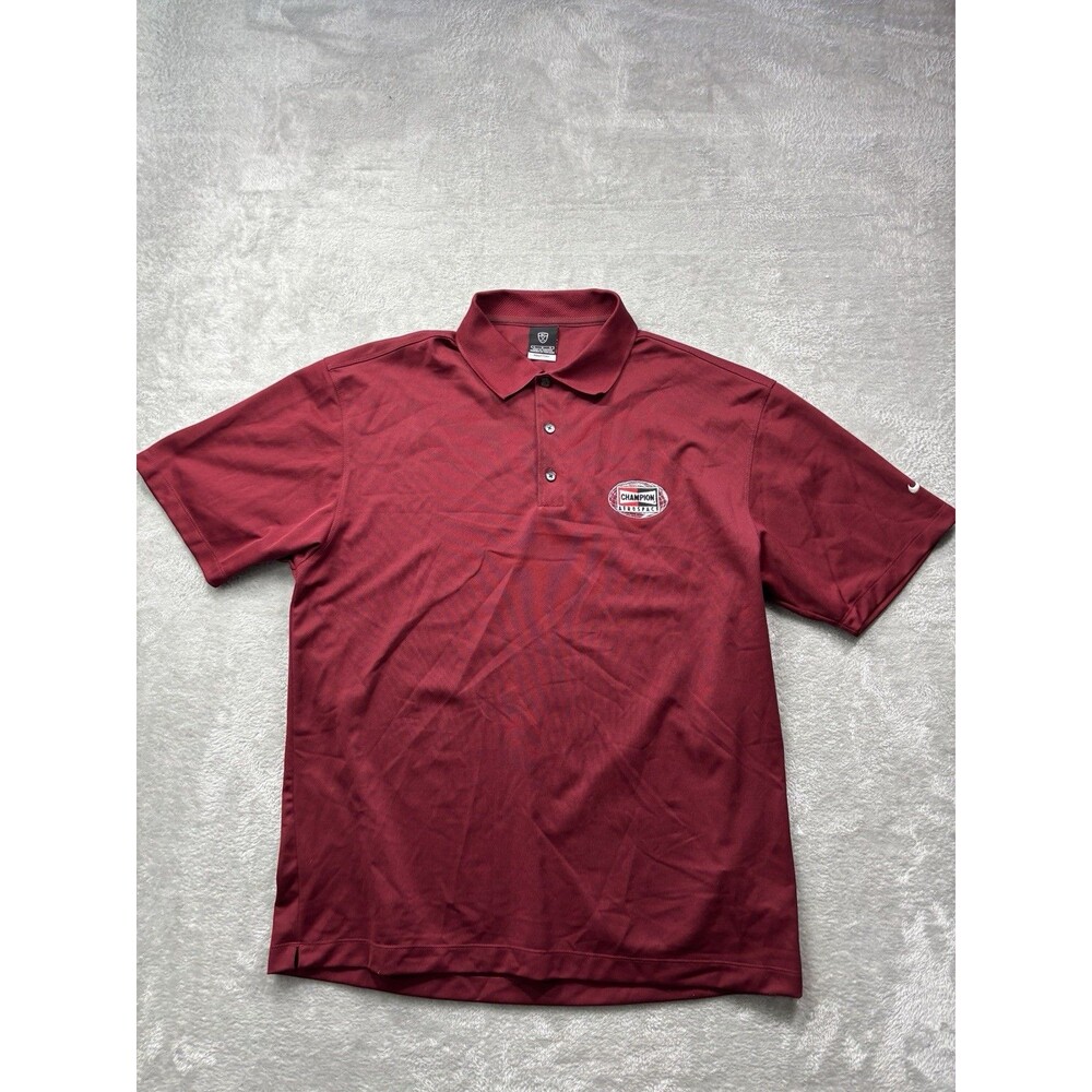 Nike FitDry Golf Polo Shirt Champion Aerospace Logo Red Men’s Size Large